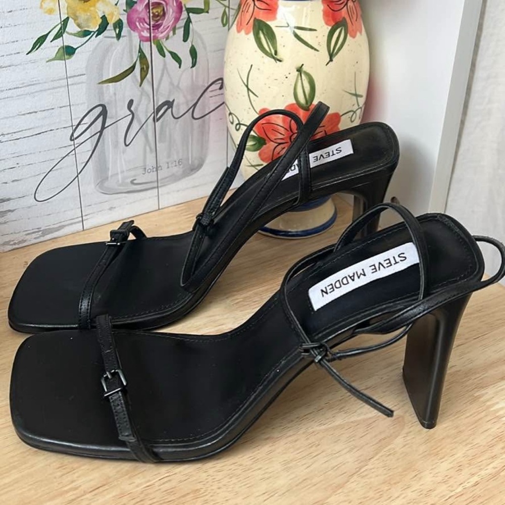Steve Madden Black Strappy Heels